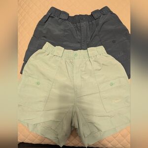 Set of 2 AFTCO Bluewater Elastic Waist Nylon Cargo Shorts